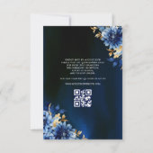 Floral Royal Blue QR Code Princess Quinceanera Kaart (Achterkant)
