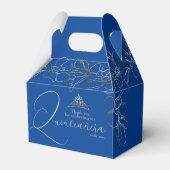 Floral Royal Blue Quinceañera Favor Box Bedankdoosjes (Achterkant)