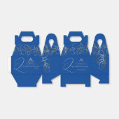 Floral Royal Blue Quinceañera Favor Box Bedankdoosjes (Uitgevouwen)