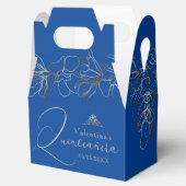 Floral Royal Blue Quinceañera Favor Box Bedankdoosjes (Geopend)