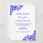  Floral Royal Blue Wedding Kaart (Voorkant)