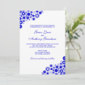  Floral Royal Blue Wedding Kaart (Staand voorkant)