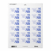 Floral Royal Blue Wedding Return Label (Full Sheet)