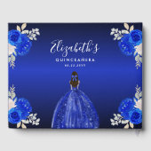 Floral Royal Donkerblauwe jurk Verjaardag Quincean Gastenboek (Achterkant)