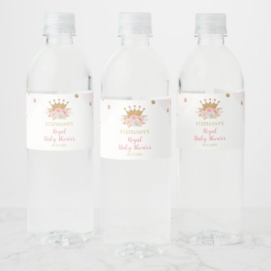 Floral Royal Princess Party Bottle labels Waterfles Etiket (Flessen)