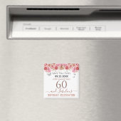 Floral roze 60th Birthday Save the Date Magnet (Insitu (Vaatwasser))