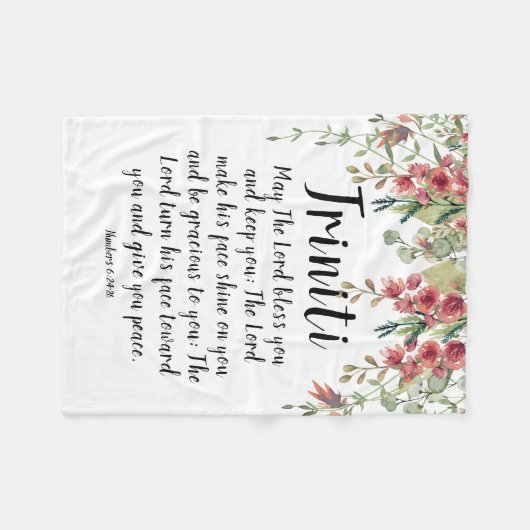 Floral roze Aangepaste Baby naam Prayer Fleece Bla (Voorkant (Horizontaal))