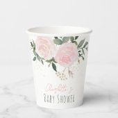 Floral roze Baby shower Papieren Bekers (Achterkant)