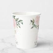 Floral roze Baby shower Papieren Bekers (Links)