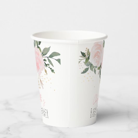 Floral roze Baby shower Papieren Bekers (Rechts)