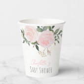 Floral roze Baby shower Papieren Bekers (Voorkant)