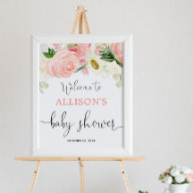 Floral roze baby shower welkom bord