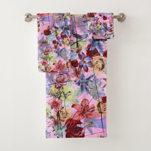 Floral  Roze Bad Handdoek (Insitu)