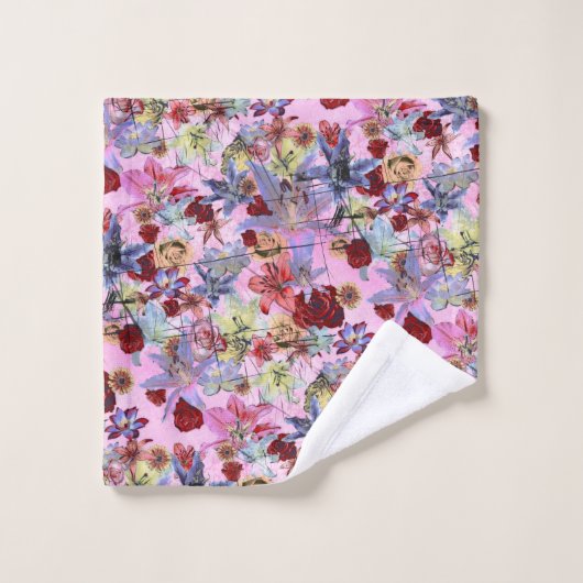 Floral  Roze Bad Handdoek (Wasdoekje)
