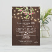 Floral roze bessen rustige lichten huisverwarming  kaart (Staand voorkant)