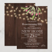 Floral roze bessen rustige lichten huisverwarming  kaart (Voorkant / Achterkant)