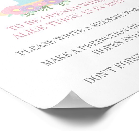 Floral roze blauw Deegsel 1: Birthday Time Capsule Poster (Hoek)