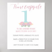 Floral roze blauw Deegsel 1: Birthday Time Capsule Poster (Voorkant)