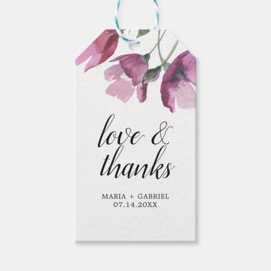 Floral roze boeket bruiloft dank u cadeau Labels Cadeaulabel (Voorkant)