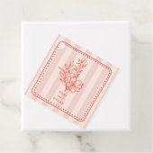 Floral roze boeket streep bruiloft bedankjes labels (In situ)