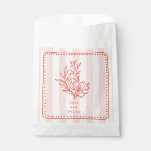 Floral roze boeket streep bruiloft bedankzakje