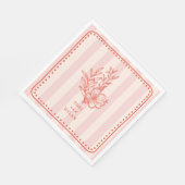 Floral roze boeket streep bruiloft servet (Hoek)