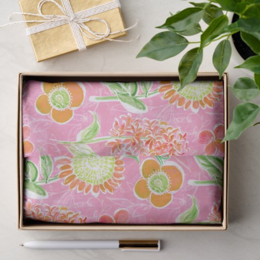 Floral roze Boho - debetpapier Tissuepapier (Geschenk)