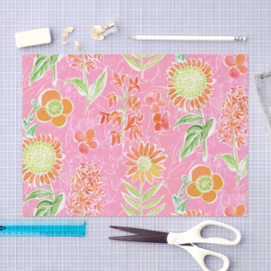 Floral roze Boho - debetpapier Tissuepapier (Craft)