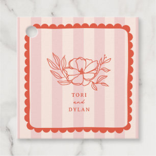 Floral roze botanische streep bruiloft bedankjes labels