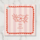 Floral roze botanische streep bruiloft bedankjes labels (Voorkant)