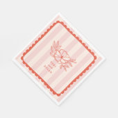 Floral roze botanische streep bruiloft servet (Hoek)