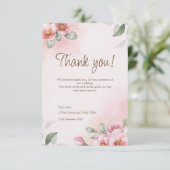 Floral Roze bruiloft bedankje. Bedankkaart (Staand voorkant)