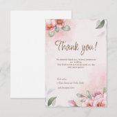 Floral Roze bruiloft bedankje. Bedankkaart (Voorkant / Achterkant)