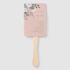 Floral roze bruiloft set van ventilatoren handwaaier