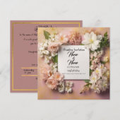 Floral roze bruiloft uitnodiging (Voorkant / Achterkant)