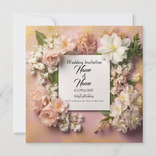 Floral roze bruiloft uitnodiging (Voorkant)