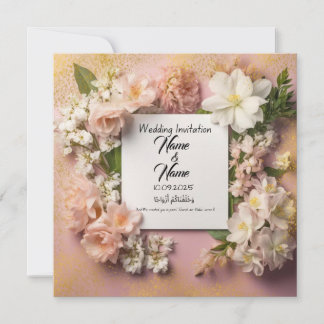 Floral roze bruiloft uitnodiging