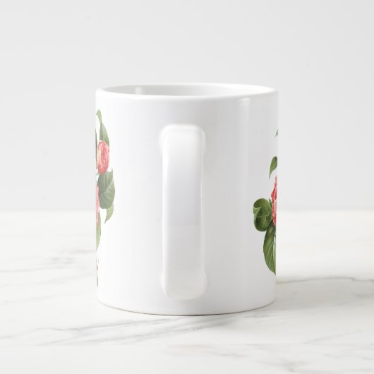  Floral, roze Camellia Flowers door Redoute Grote Koffiekop (Achterkant)