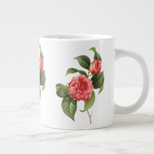  Floral, roze Camellia Flowers door Redoute Grote Koffiekop (Rechts)