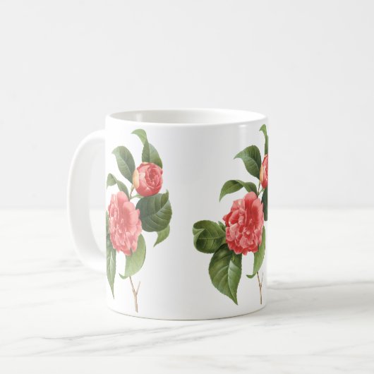  Floral, roze Camellia Flowers door Redoute Koffiemok (Voorkant links)