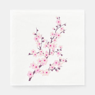 Floral roze Cherry Blosbezroze White Servet