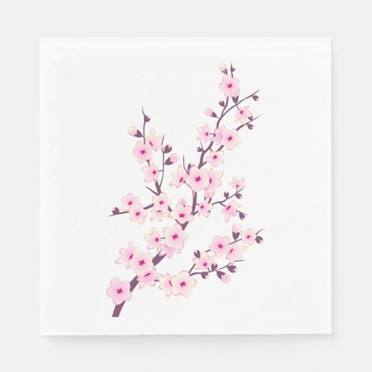 Floral roze Cherry Blosbezroze White Servet (Voorkant)