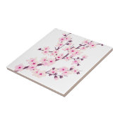 Floral roze Cherry Blosbezroze White Tegeltje (Zijkant)