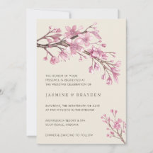 Floral roze Cherry Blossom Elegant Wedding