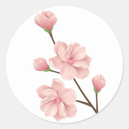 Floral roze Cherry Blossom Flowers Wedding Party Ronde Sticker