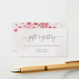 Floral roze Cherry Blossom Wedding Gift Registry Informatiekaartje