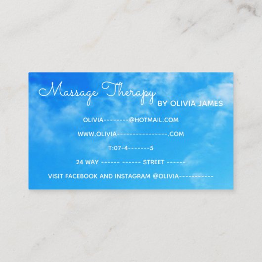 Floral roze dahlia flower troedy blue sky massage visitekaartje (Achterkant)