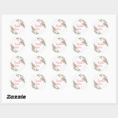 Floral roze Dank je bloemen Bindend Botanisch Ronde Sticker (Vel)