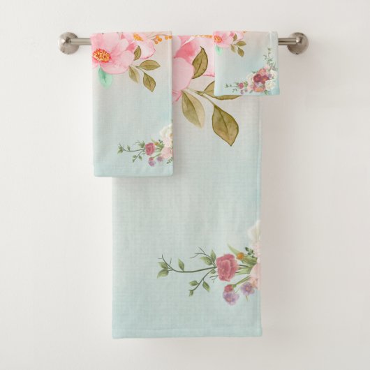Floral roze design, bloeiende bloemen bad handdoek (Insitu)