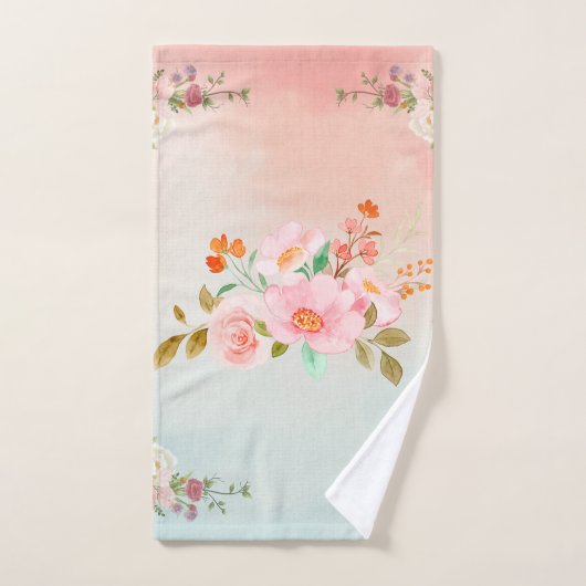Floral roze design, bloeiende bloemen bad handdoek (Handdoek)
